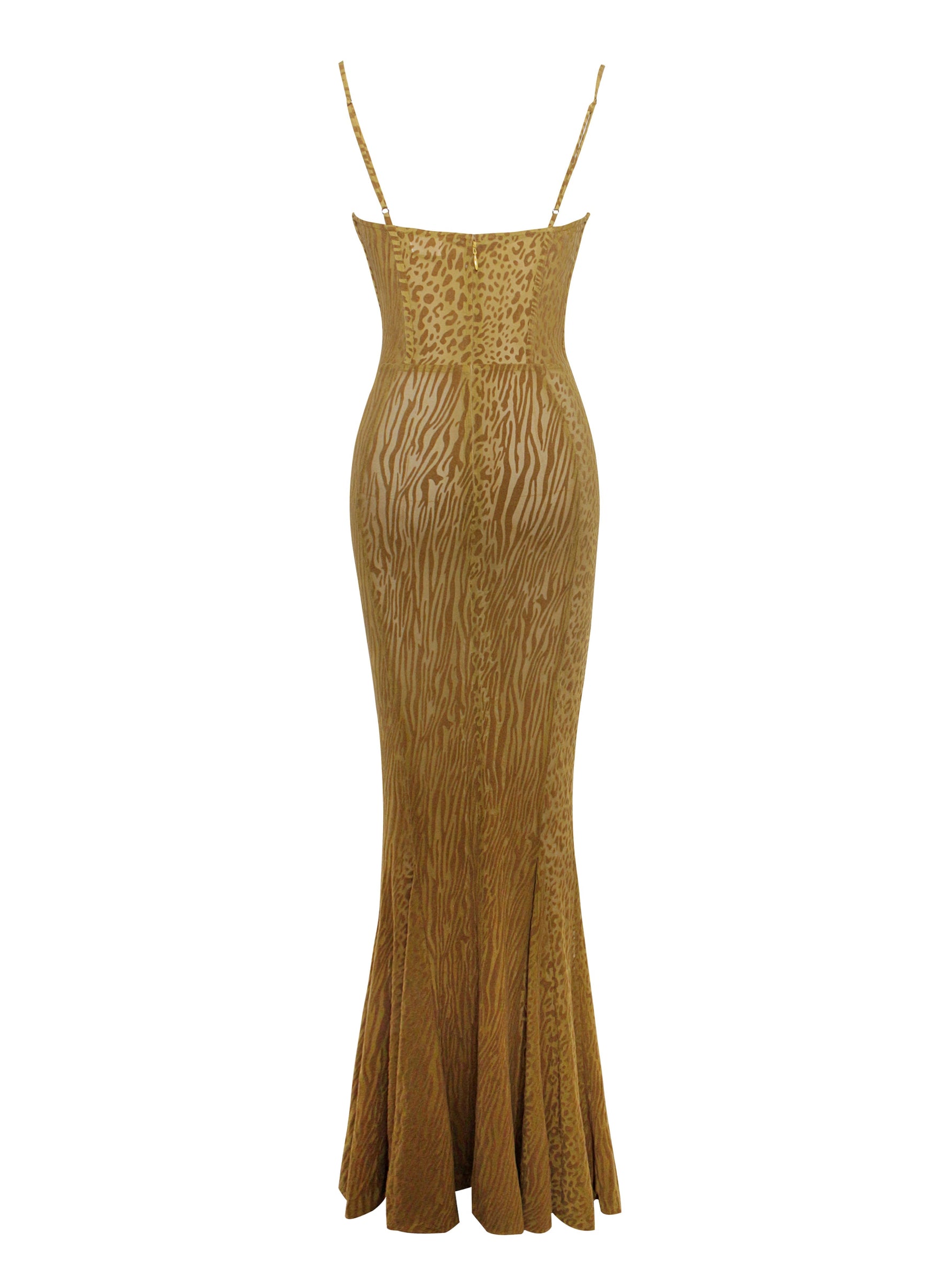 Ulani Gold Burnout Velvet Detail Mesh Maxi Dress Miss Circle