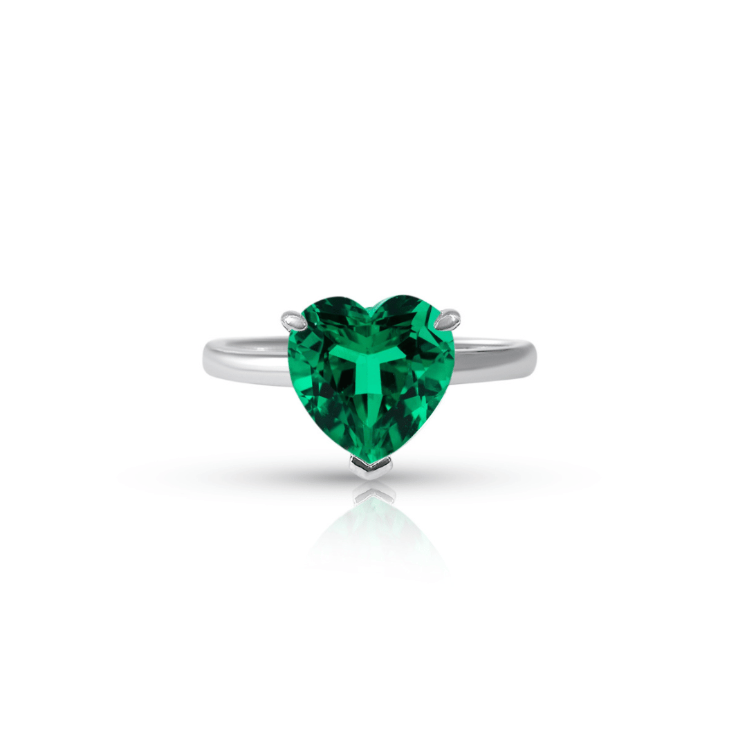 2.5ct Lab Columbian Emerald Heart Cut Anniversary Ring Ring Deluxe Fine Jewelry