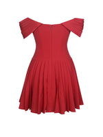 Narelle Crimson Off-Shoulder Sweetheart Drop Waist Mini Dress Miss Circle