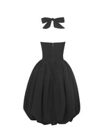 Veradis Black Taffeta Halter Bubble-Hem Midi Dress
