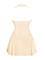 Reyna Beige Backless Pleated Mini Blazer Dress Miss Circle