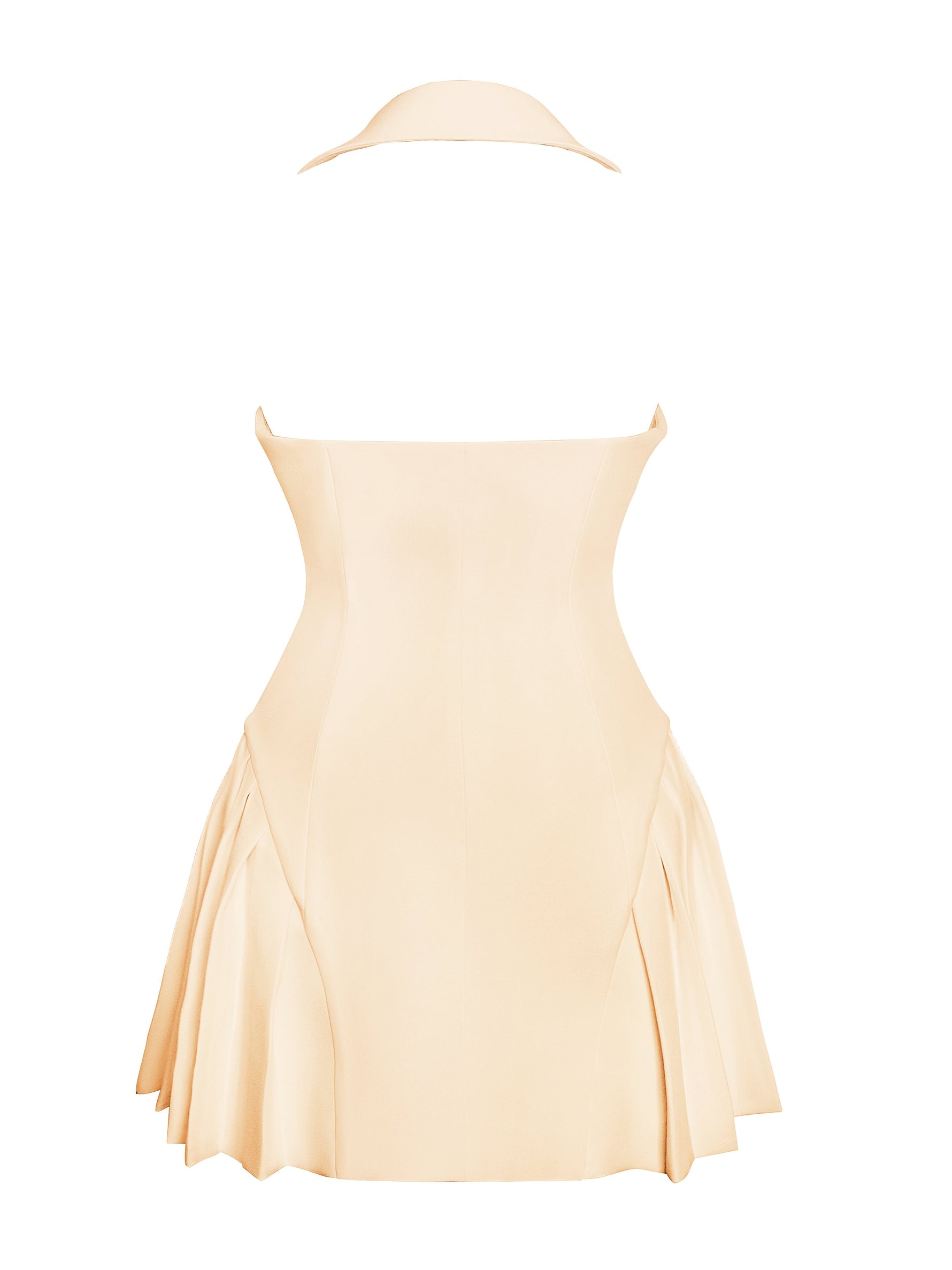 Reyna Beige Backless Pleated Mini Blazer Dress Miss Circle