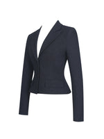 Quinne Navy Striped Single-Breasted Peplum Blazer Miss Circle