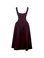 Omella Burgundy Ruched Bust Sweetheart Flared Midi Dress Miss Circle