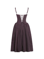 Oakleigh Blackberry Purple Cotton Lace-up Back Midi Dress Miss Circle