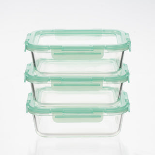 Glass Containers with Flexible Silicone Lids - Set of 3