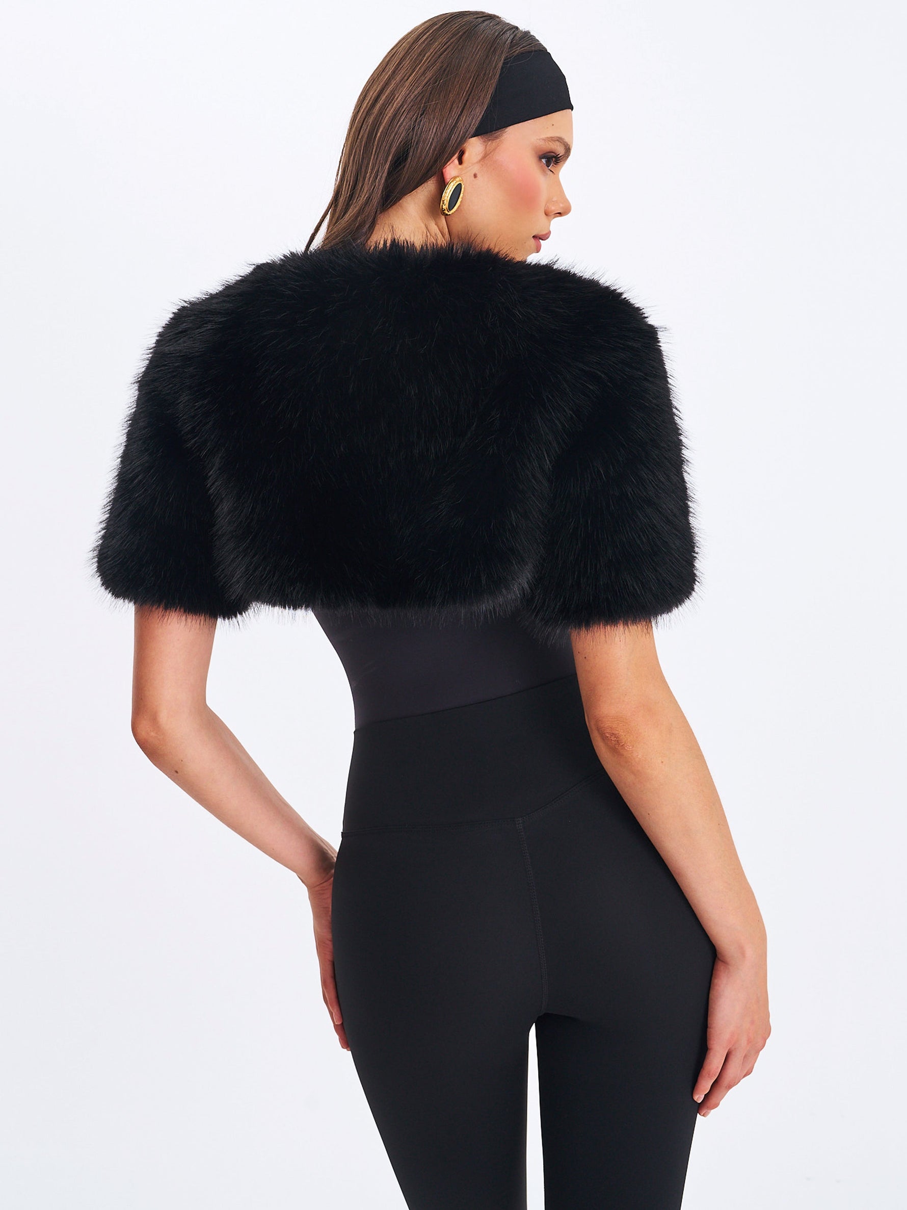 Kori Black Faux Fur Micro Bolero Miss Circle