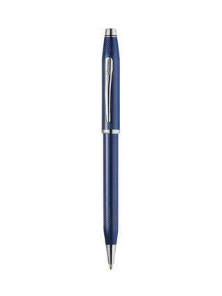 Century® II Polished Translucent Cobalt Blue Engraved Diamond Pattern Ballpoint Pen - By Baano
