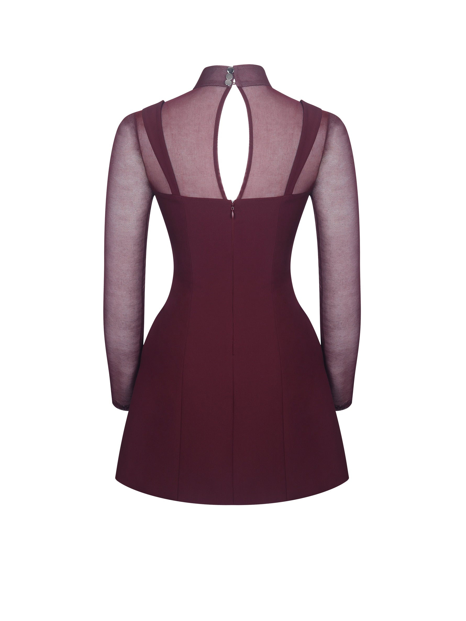 Natasha Burgundy Faux Two-Piece Turtleneck Mini Dress Miss Circle