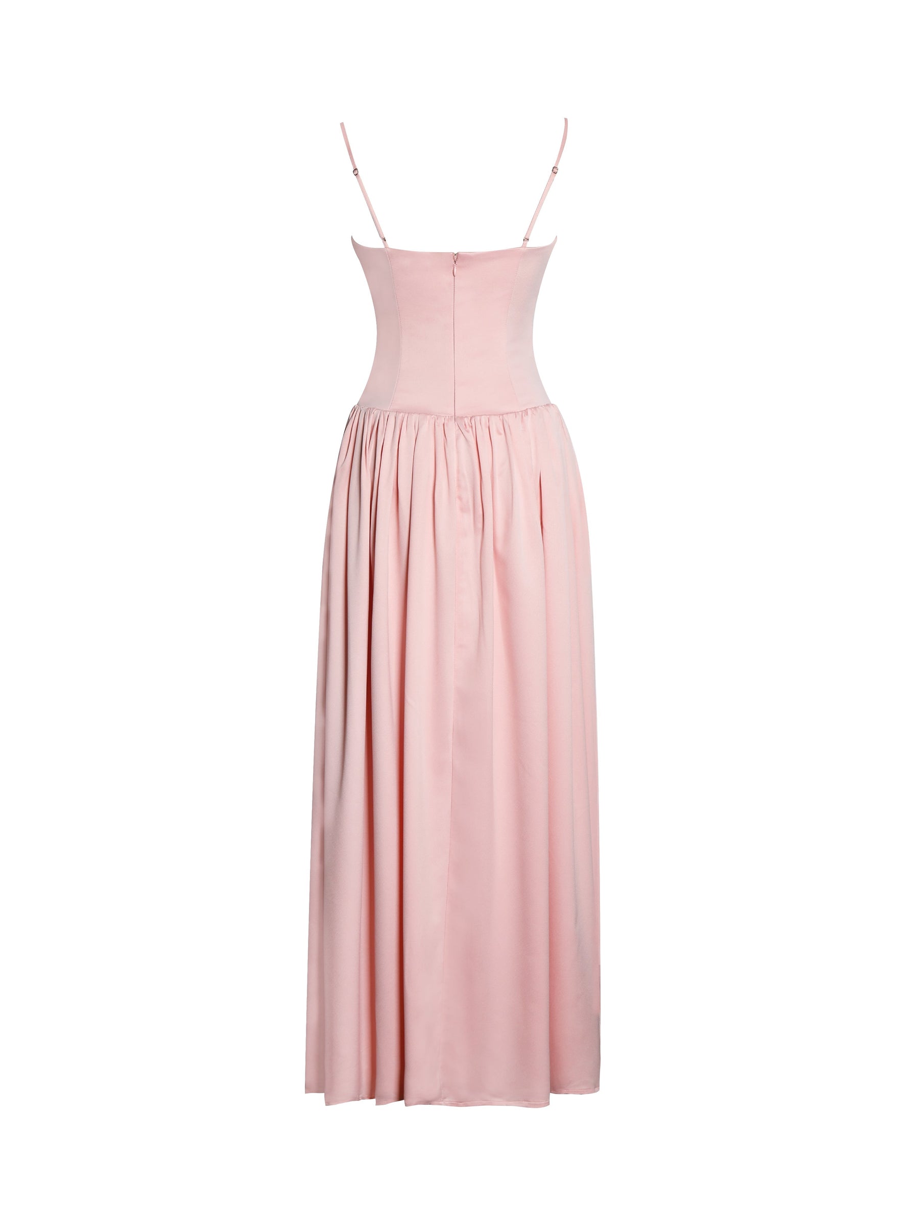 Najwa Baby Pink Ruched Breast Drop Waist Maxi Dress Miss Circle