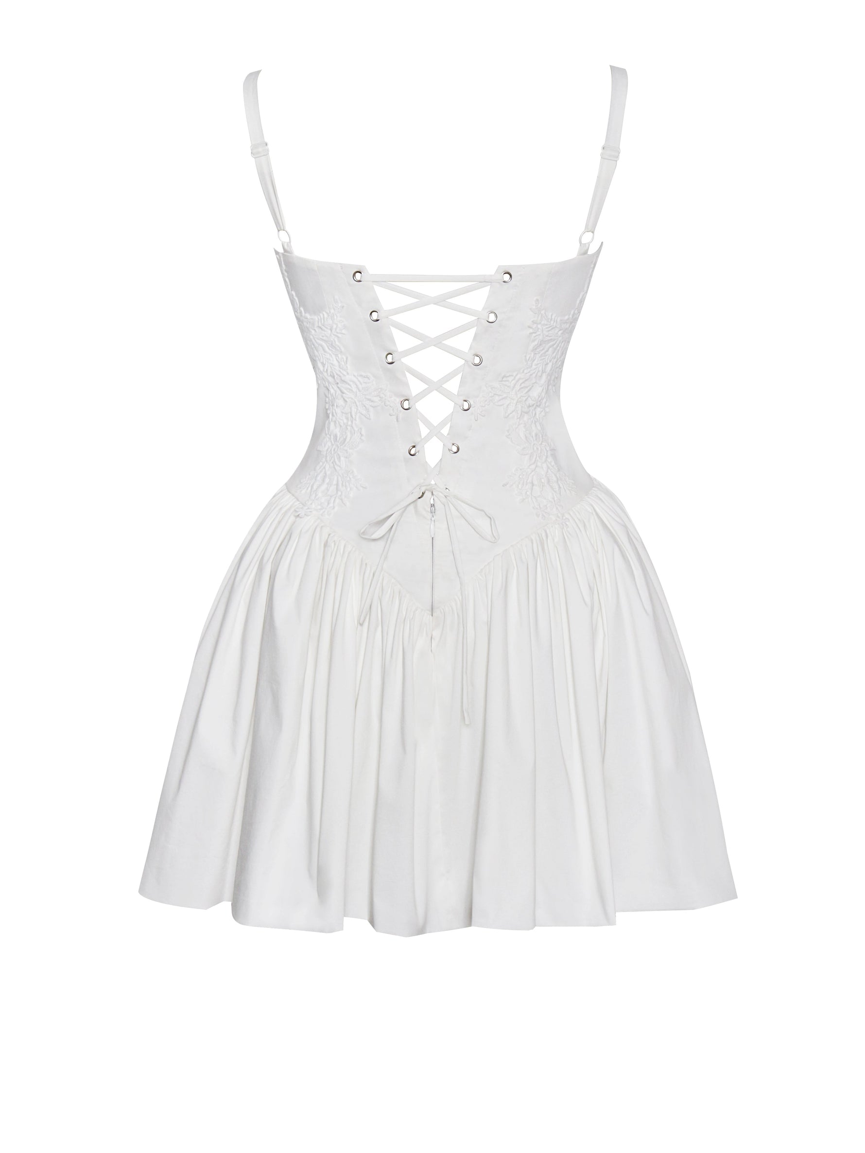 Kadi White Cotton Drop Waist Corset Mini Dress Miss Circle