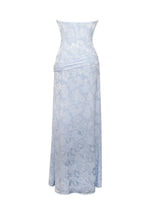 Xatia Baby Blue Jacquard Textured High Slit Maxi Dress Miss Circle