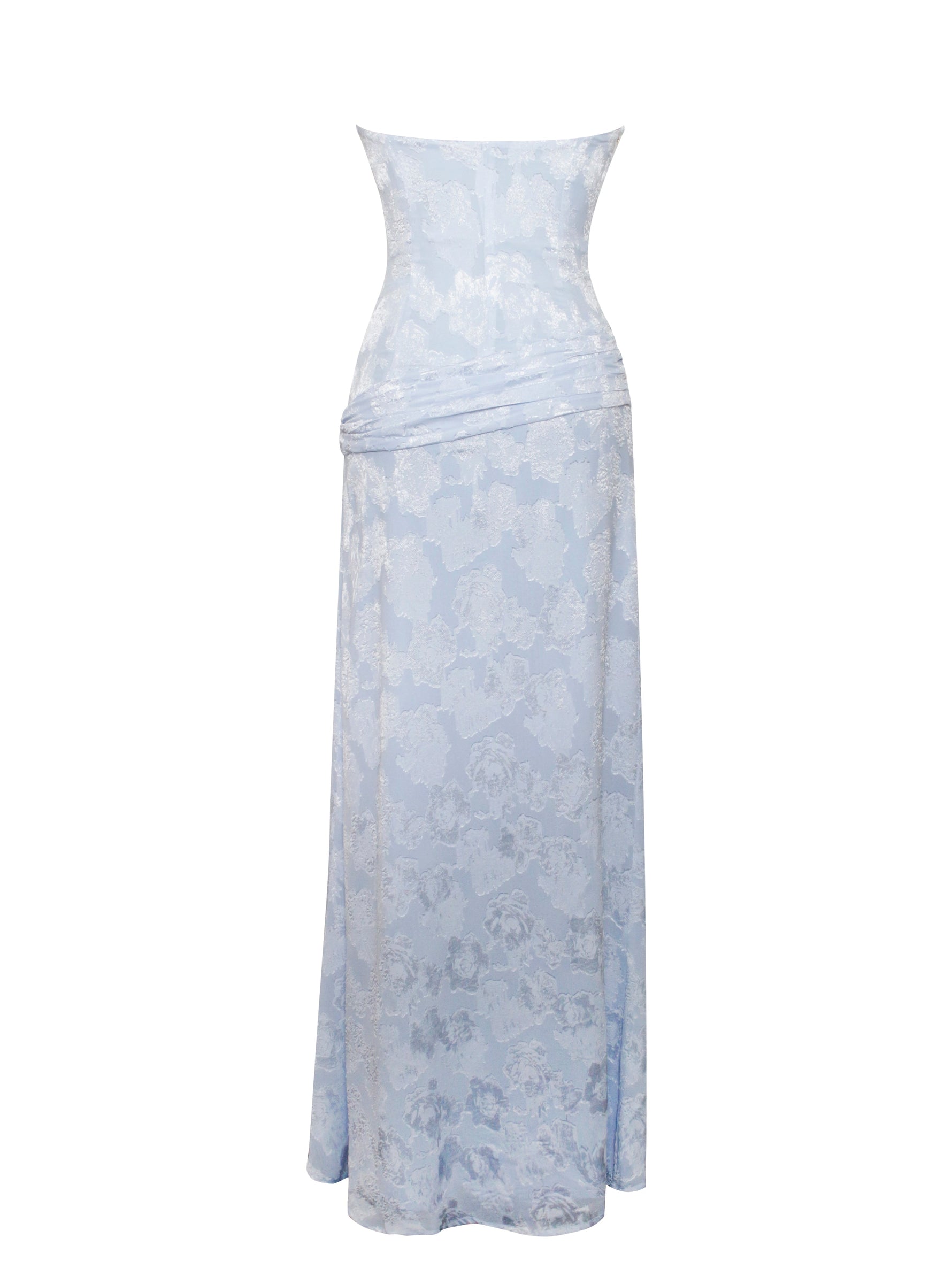 Xatia Baby Blue Jacquard Textured High Slit Maxi Dress Miss Circle