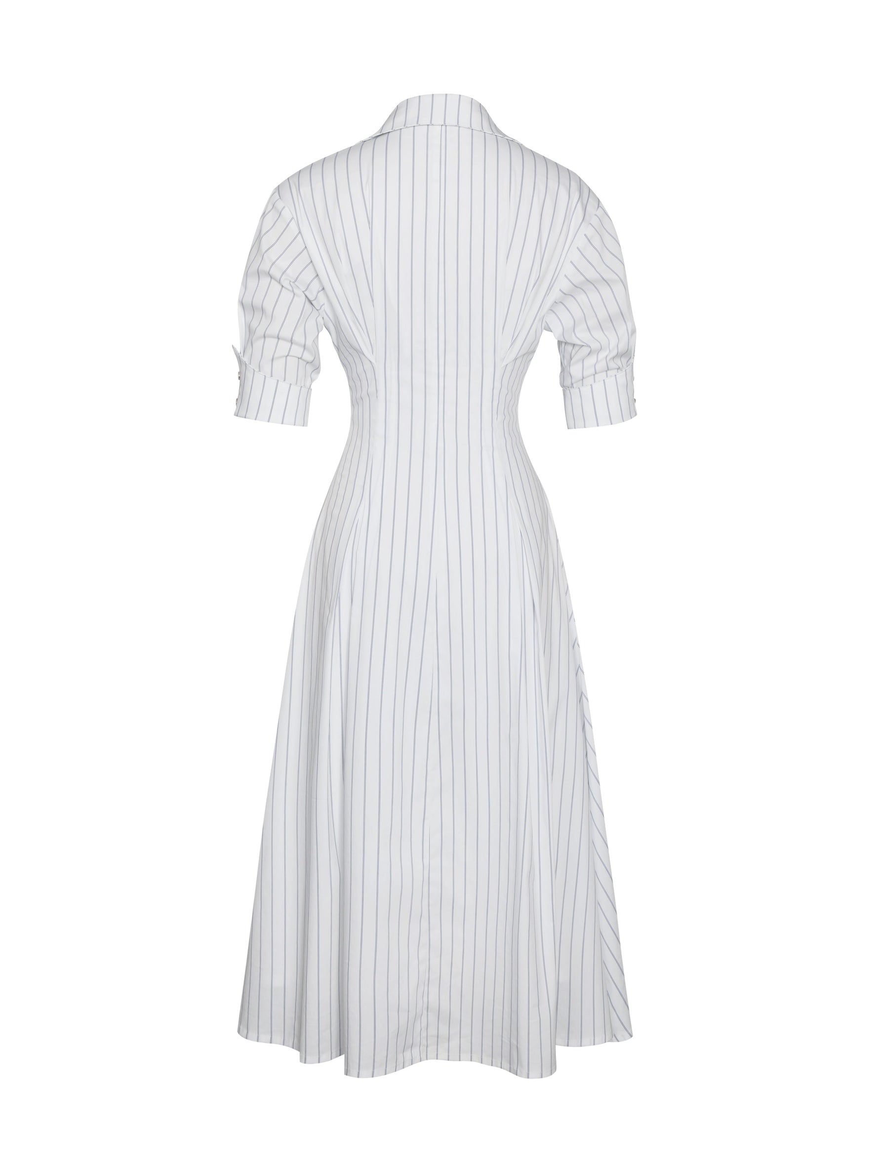 Palina Pinstripes Cotton Poplin Pleated Midi Preppy Shirt Dress Miss Circle