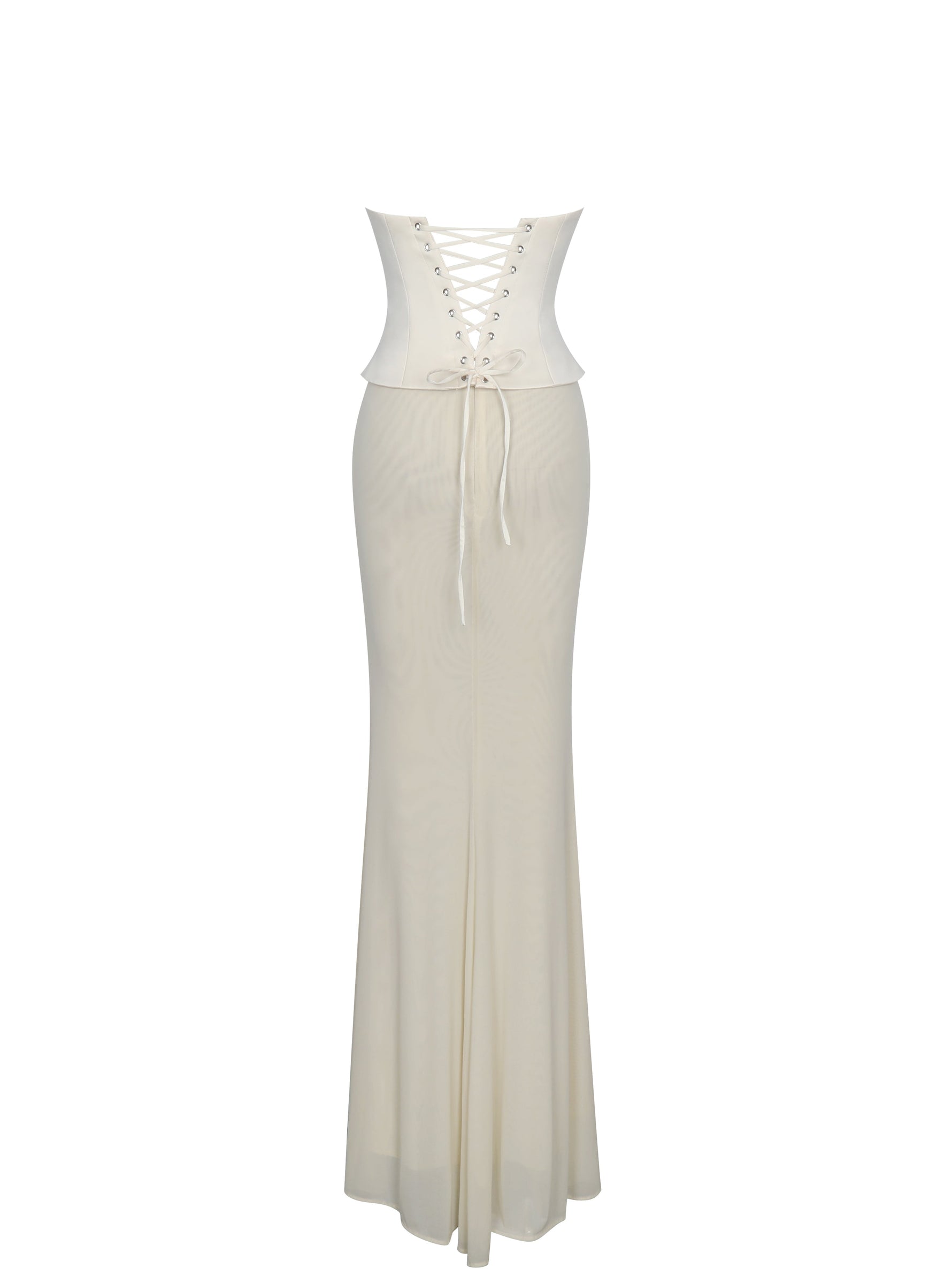 Adelina Butter Yellow Peplum Mermaid Gown with Lace-up Back Miss Circle