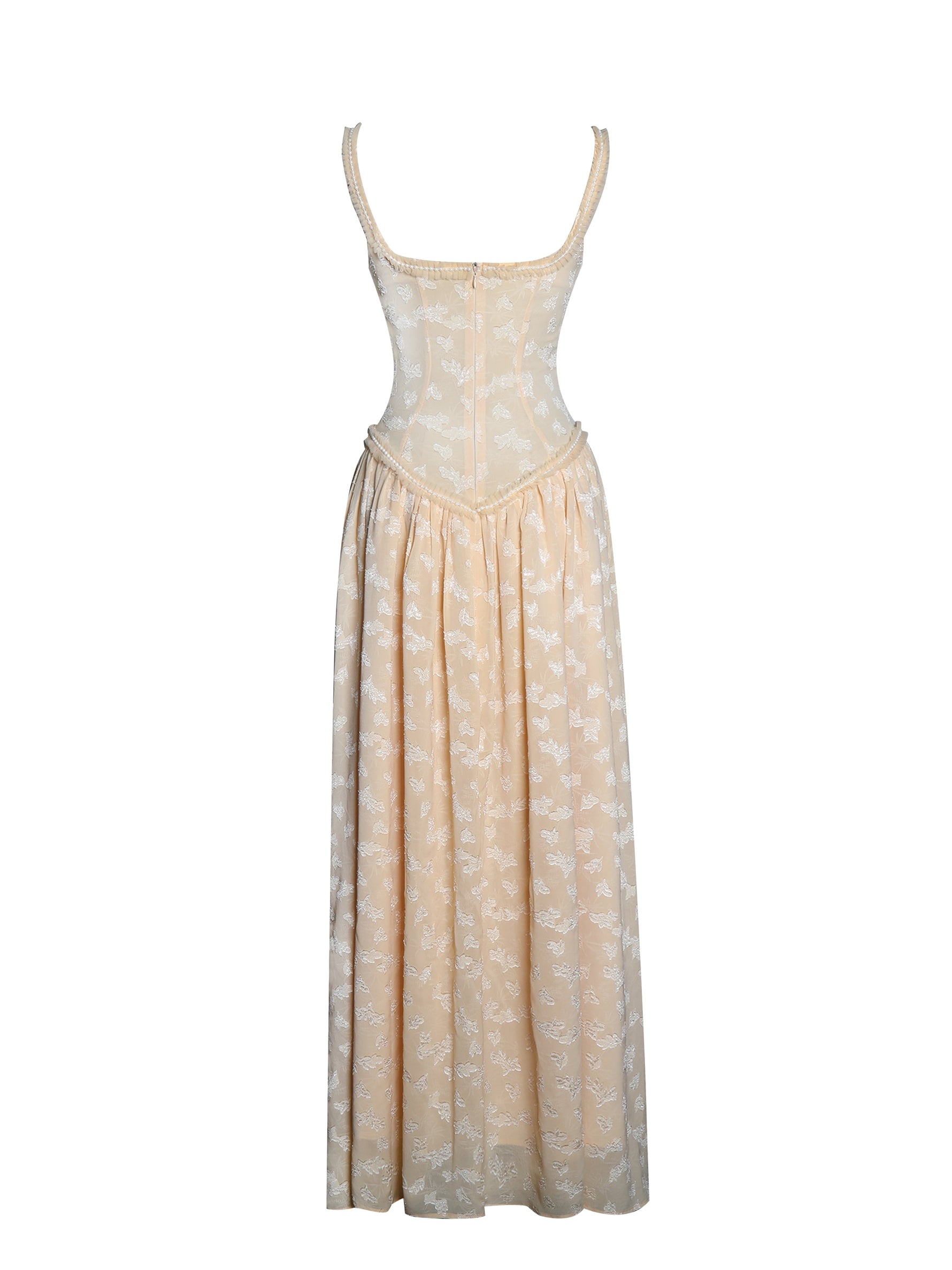 Ulissa Orange Square Neck Jacquard Textured High Slit Maxi Dress Miss Circle