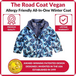 Car Seat Coat | The Road Coat Vegan - Navy Raptor Print