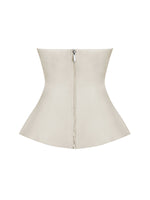 Yani Ivory Asymmetrical Lapel Sleeveless Peplum Top Miss Circle