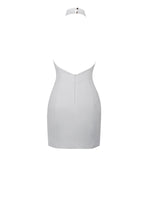 Ori White Halter Neck Crystal Pearl Mini Dress Miss Circle