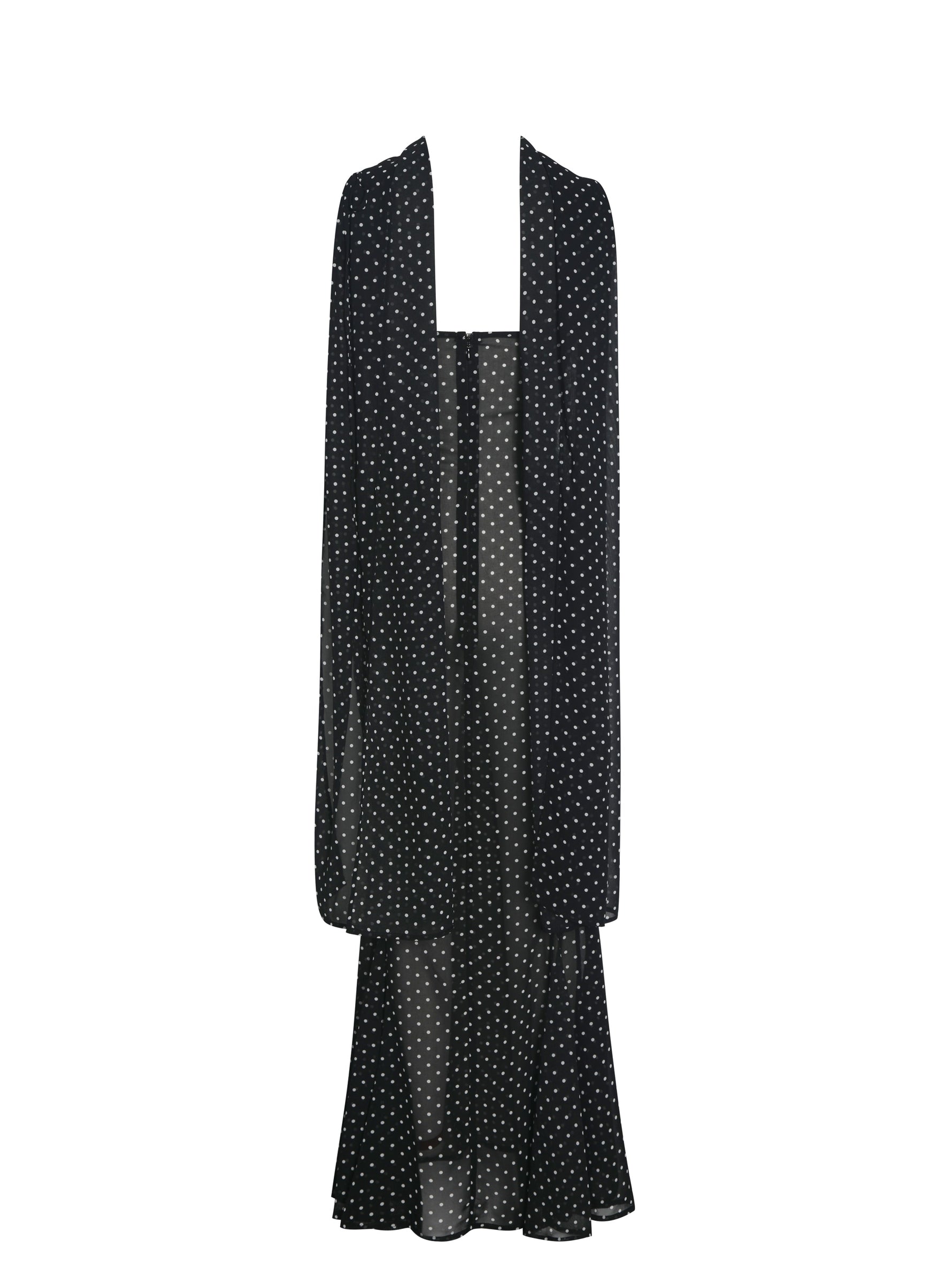Yadira Black Base Polka Dot Chiffon Maxi Dress Miss Circle
