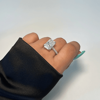 5.0ct Radiant Cut Moissanite Diamond Three Row Pavè Engagement Ring Ring Deluxe Fine Jewelry