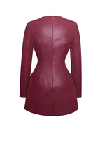 Baila Burgundy Vegan Leather Blazer Mini Dress Miss Circle