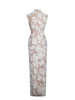Tavia White Beaded Teardrop Neckline Maxi Dress Miss Circle