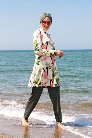Lycra Khaki Burkini Modest Swimwear 1966 - By Baano