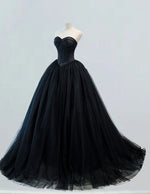 Black strapless tulle chapel train ball gown princess wedding bridal dress fairy a line prom dress