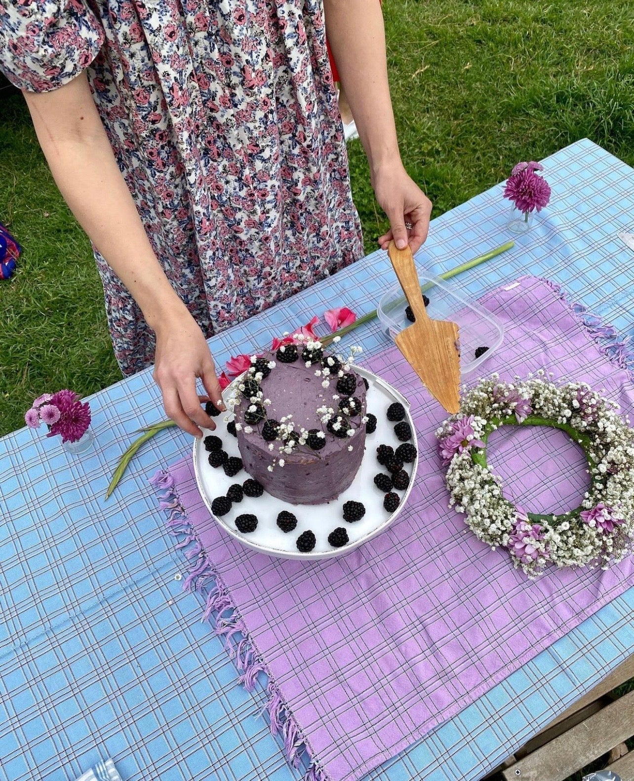 Chiapas Plaid Lilac Kitchen Towel