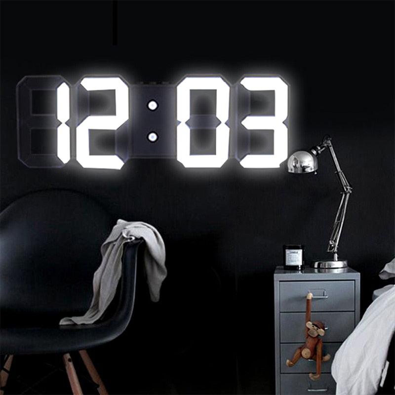 3D Large LED Digital Wall Clock 3D LED Wall Clock with Remote Control 12/24 H Time/Date Display Nightlight Alarm Clock Digital Clock Brightness to Adjust Temperature Date Time Celsius Nightlight Display Table Desktop Clocks Alarm Clock For Living Room Stevvex