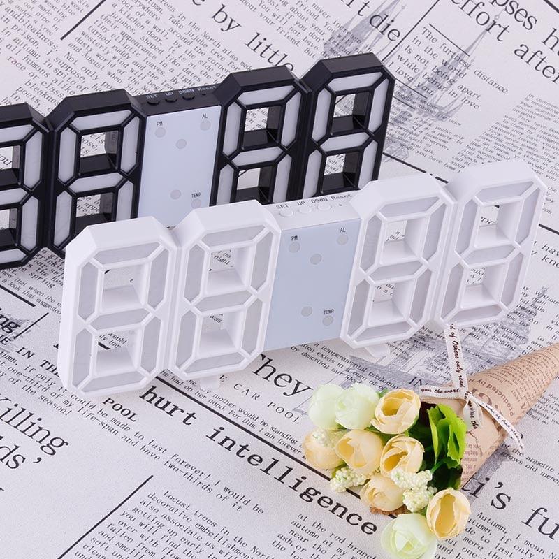 3D Large LED Digital Wall Clock 3D LED Wall Clock with Remote Control 12/24 H Time/Date Display Nightlight Alarm Clock Digital Clock Brightness to Adjust Temperature Date Time Celsius Nightlight Display Table Desktop Clocks Alarm Clock For Living Room Stevvex