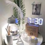 3D Large LED Digital Wall Clock 3D LED Wall Clock with Remote Control 12/24 H Time/Date Display Nightlight Alarm Clock Digital Clock Brightness to Adjust Temperature Date Time Celsius Nightlight Display Table Desktop Clocks Alarm Clock For Living Room Stevvex