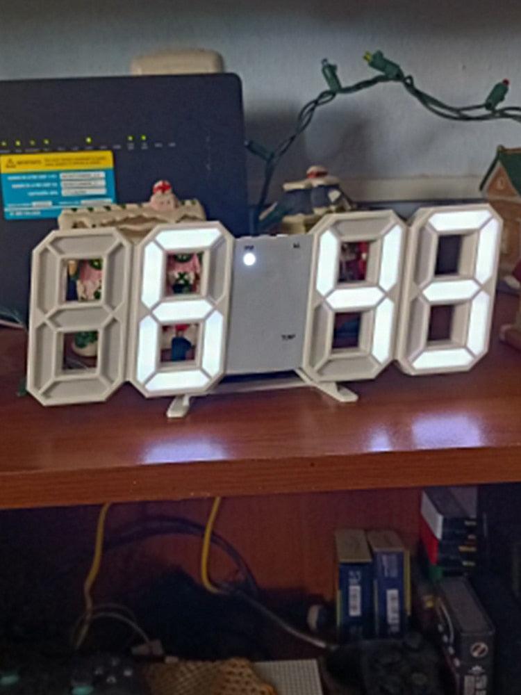 3D Large LED Digital Wall Clock 3D LED Wall Clock with Remote Control 12/24 H Time/Date Display Nightlight Alarm Clock Digital Clock Brightness to Adjust Temperature Date Time Celsius Nightlight Display Table Desktop Clocks Alarm Clock For Living Room Stevvex