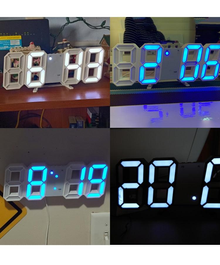 3D Large LED Digital Wall Clock 3D LED Wall Clock with Remote Control 12/24 H Time/Date Display Nightlight Alarm Clock Digital Clock Brightness to Adjust Temperature Date Time Celsius Nightlight Display Table Desktop Clocks Alarm Clock For Living Room Stevvex