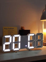 3D Large LED Digital Wall Clock 3D LED Wall Clock with Remote Control 12/24 H Time/Date Display Nightlight Alarm Clock Digital Clock Brightness to Adjust Temperature Date Time Celsius Nightlight Display Table Desktop Clocks Alarm Clock For Living Room Stevvex