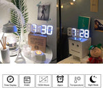 3D Large LED Digital Wall Clock 3D LED Wall Clock with Remote Control 12/24 H Time/Date Display Nightlight Alarm Clock Digital Clock Brightness to Adjust Temperature Date Time Celsius Nightlight Display Table Desktop Clocks Alarm Clock For Living Room Stevvex