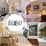 3D Large LED Digital Wall Clock 3D LED Wall Clock with Remote Control 12/24 H Time/Date Display Nightlight Alarm Clock Digital Clock Brightness to Adjust Temperature Date Time Celsius Nightlight Display Table Desktop Clocks Alarm Clock For Living Room Stevvex