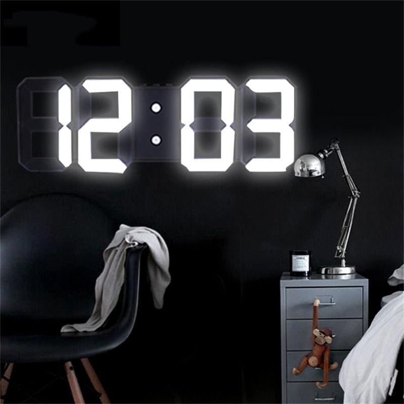 3D Large LED Digital Wall Clock 3D LED Wall Clock with Remote Control 12/24 H Time/Date Display Nightlight Alarm Clock Digital Clock Brightness to Adjust Temperature Date Time Celsius Nightlight Display Table Desktop Clocks Alarm Clock For Living Room Stevvex