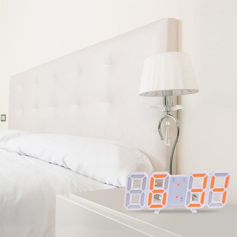 3D Large LED Digital Wall Clock 3D LED Wall Clock with Remote Control 12/24 H Time/Date Display Nightlight Alarm Clock Digital Clock Brightness to Adjust Temperature Date Time Celsius Nightlight Display Table Desktop Clocks Alarm Clock For Living Room Stevvex