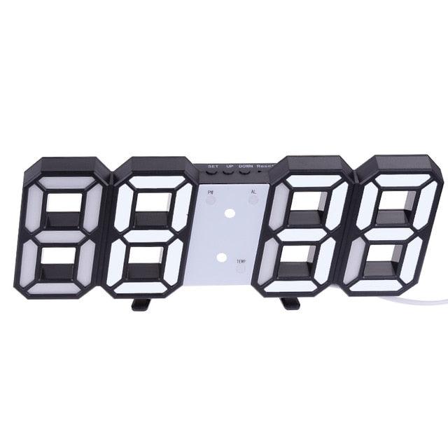 3D Large LED Digital Wall Clock 3D LED Wall Clock with Remote Control 12/24 H Time/Date Display Nightlight Alarm Clock Digital Clock Brightness to Adjust Temperature Date Time Celsius Nightlight Display Table Desktop Clocks Alarm Clock For Living Room Stevvex