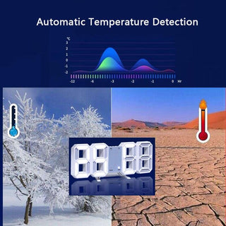 3D Large LED Digital Wall Clock Date Time Celsius Nightlight Display Table Desktop Clocks 3D Digital Alarm Clock Modern Design LED Wall Desk Clocks 12/24H Time /Date/ Temperature Display Nightlight /Brightness Adjustable/ Alarm Clock For Living Room Stevvex