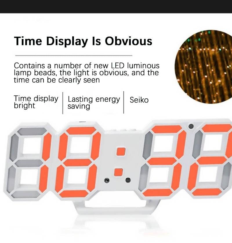 3D Large LED Digital Wall Clock Date Time Celsius Nightlight Display Table Desktop Clocks 3D Digital Alarm Clock Modern Design LED Wall Desk Clocks 12/24H Time /Date/ Temperature Display Nightlight /Brightness Adjustable/ Alarm Clock For Living Room Stevvex
