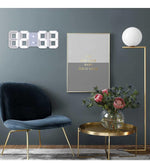 3D Large LED Digital Wall Clock Date Time Celsius Nightlight Display Table Desktop Clocks 3D Digital Alarm Clock Modern Design LED Wall Desk Clocks 12/24H Time /Date/ Temperature Display Nightlight /Brightness Adjustable/ Alarm Clock For Living Room Stevvex