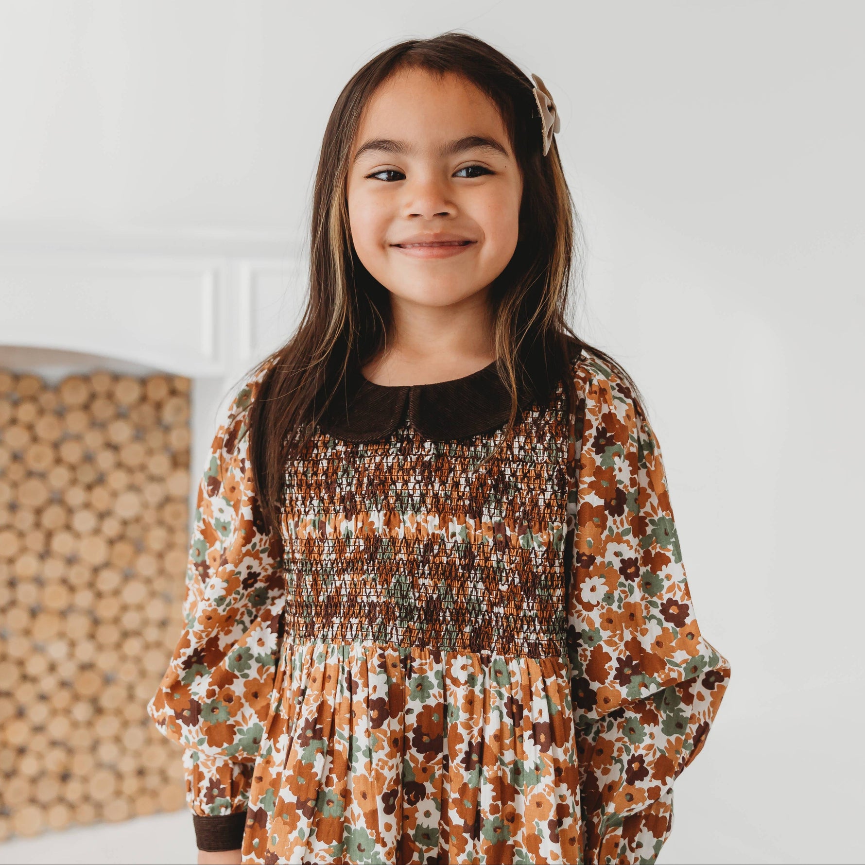 Brown Fall Smocked Dress - By Baano