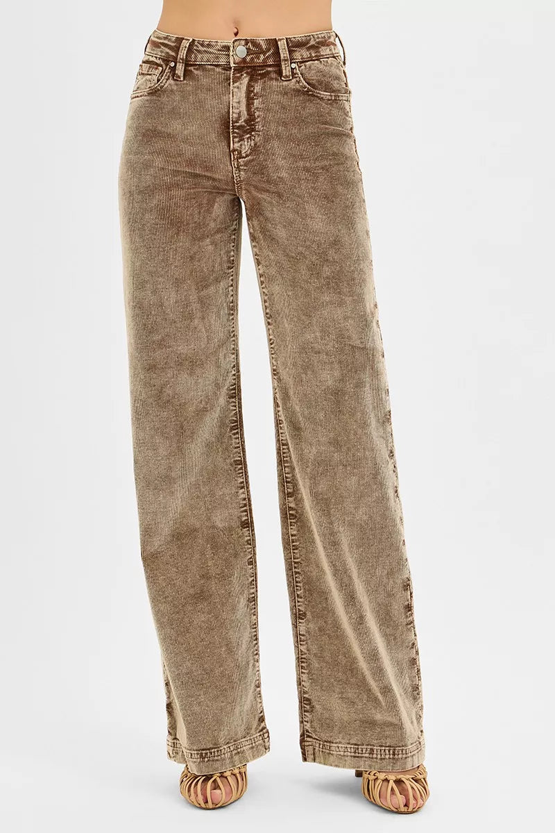 Risen High Rise Wide Leg Corduroy Jeans For Comfort