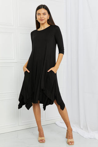 Celeste Good Days Full Size Round Neck Midi Dress in Black