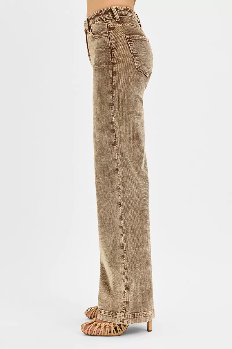 Risen High Rise Wide Leg Corduroy Jeans For Comfort
