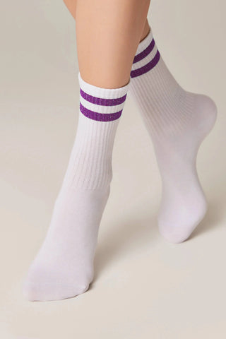 Conte Cotton Long Socks Active 157 - Lurex Stripes - By Baano