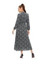 Floral Microprint Long Sleeve Midi Dress